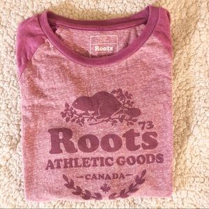 Roots Athletic Goods Purple Graphic Tee Canada S